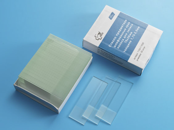 Стекло предметное 76*26*2 мм, шлифованные края, поле для записи одностороннее